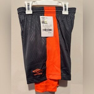 Umbro Boys Gray and Red Orange Shorts. Size XS (4/5)